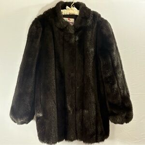 Vintage Monterey Fashions Black Faux Fur Coat